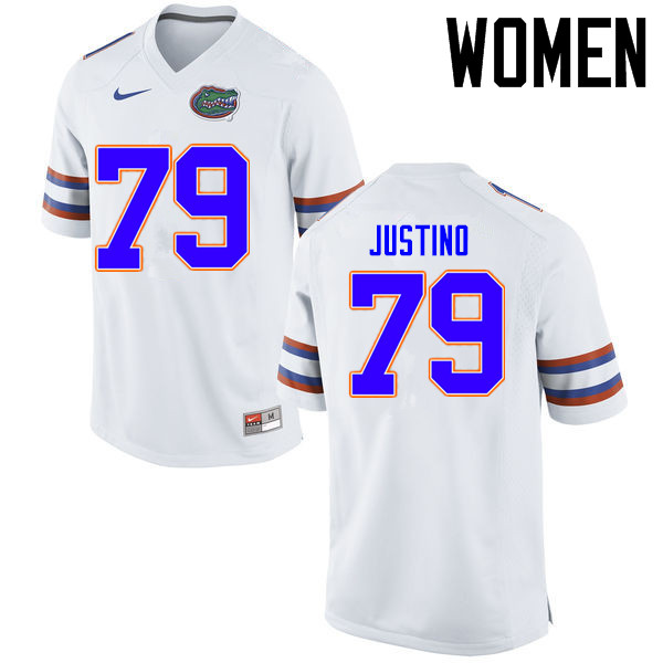 Women Florida Gators #79 Daniel Justino College Football Jerseys Sale-White - Click Image to Close